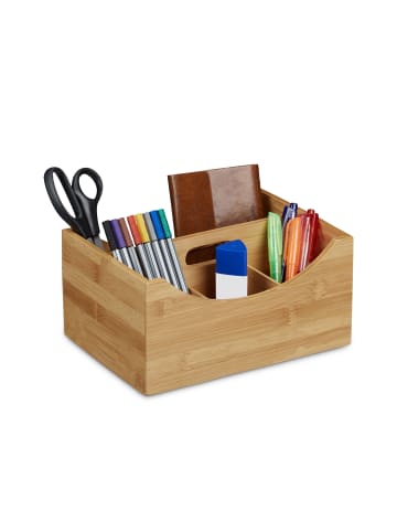 relaxdays Schreibtischorganizer in Natur - (B)25 x (H)12 x (T)18 cm