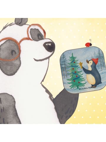 Mr. & Mrs. Panda Glasuntersetzer Pinguin Weihnachtsbaum Design o... in Weiß