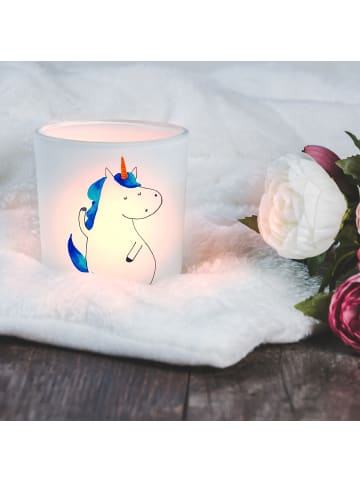 Mr. & Mrs. Panda Glas Windlicht Einhorn Mann ohne Spruch in Transparent