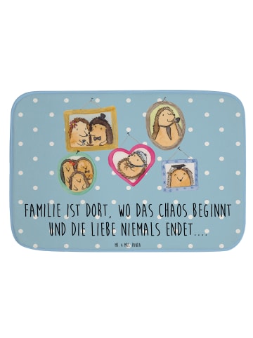Mr. & Mrs. Panda Badematte Igel Familie mit Spruch in Blau Pastell
