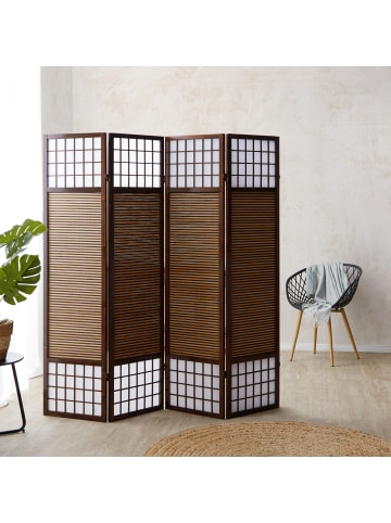 Homestyle4u 4-tlg. Paravent in Braun 176x175