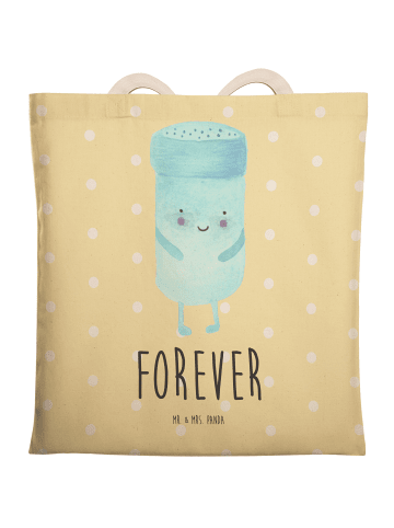 Mr. & Mrs. Panda Tote Bag Beste Freunde Salz mit Spruch in Gelb Pastell