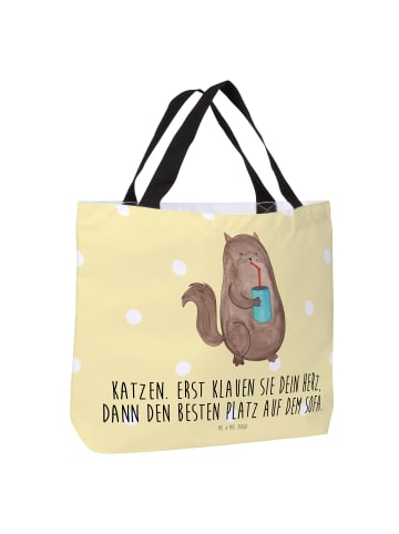 Mr. & Mrs. Panda Tote Bag Katze Dose mit Spruch in Gelb Pastell