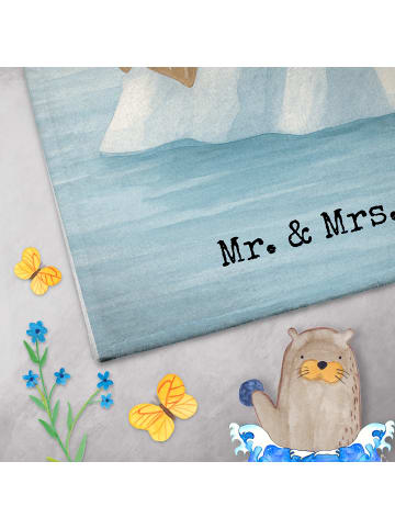 Mr. & Mrs. Panda Gästehandtuch Robbe Lachen Design mit Spruch in Weiß