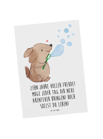 Mr. & Mrs. Panda Postkarte 10. Geburtstag Freude mit Spruch in Weiß