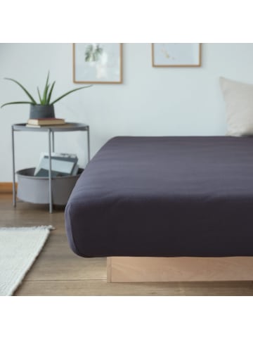 Lumaland Spannbettlaken 140x200cm anthrazit 100% Baumwolle grau