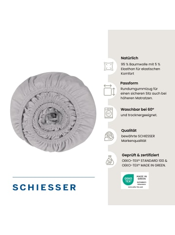 Schiesser Jersey-Elasthan-Spannbettlaken Flexi in Hellgrau