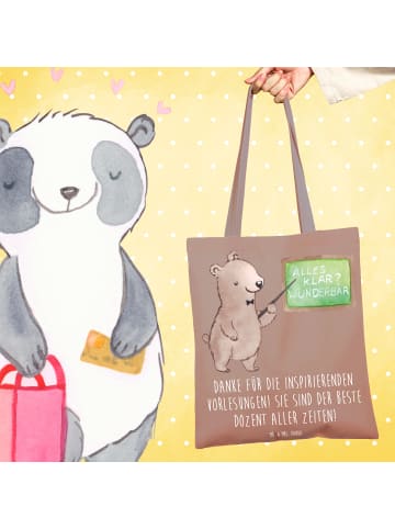 Mr. & Mrs. Panda Einkaufstasche Bester Dozent mit Spruch in Braun Pastell