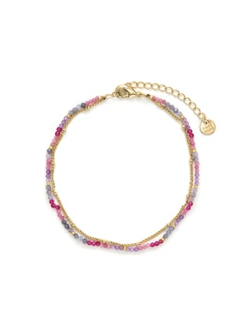 Luxenter Fußkette aus violettem Kristall mit 18-karätiger Gelbgold-Finish – Miwa