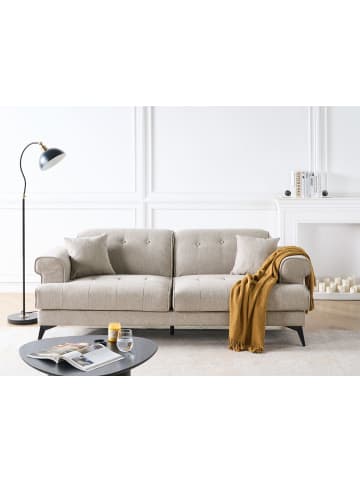 Beliani 3-Sitzer Sofa SKIVE in Beige - (W) 214 x (H) 88 x (L) 85 cm