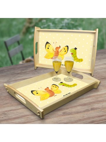 Mr. & Mrs. Panda Sofa Tablett Raupe Schmetterling ohne Spruch in Gelb Pastell