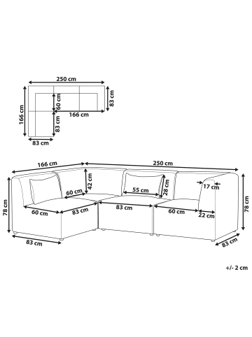 Beliani 4-tlg Modulsofa LEMVIG in Rot