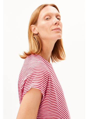 armedangels T-Shirt Slub Jersey Stripe in rot rosa
