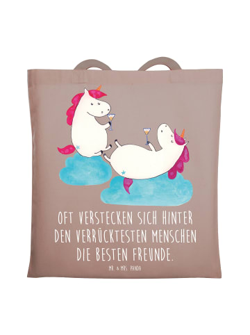 Mr. & Mrs. Panda Tragetasche Einhorn Sekt mit Spruch in Braun Pastell