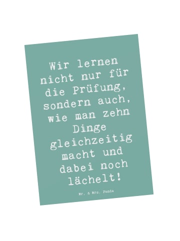 Mr. & Mrs. Panda Postkarte Spruch Auszubildende Lächeln mit Spruch in Meeresbrise