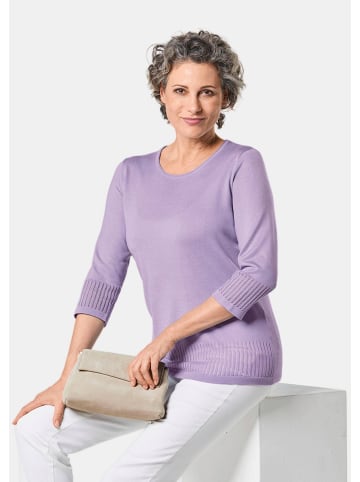 GOLDNER Pullover Gepflegter Ajour-Pullover mit femininen Durchbrüchen in flieder