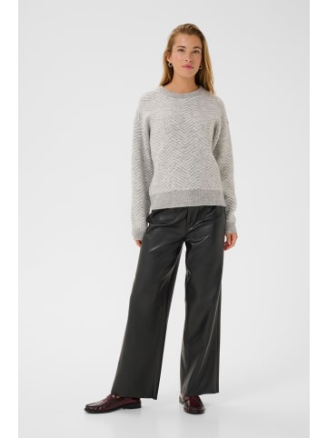 Kaffe Strickpullover KAbitzy Loose fit in Grey M./Chalk zig zag