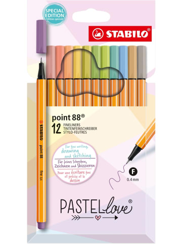 STABILO Fineliner point 88 Etui Pastellove Packung mit 12 Farben