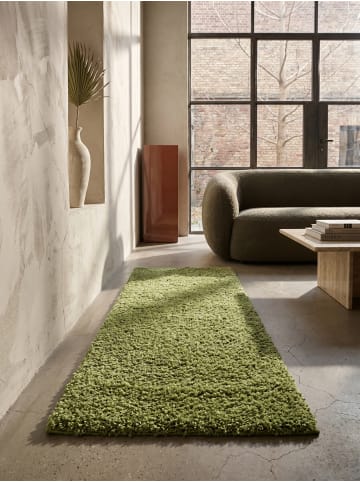 KADIMA DESIGN Teppich Hochflor Shaggy Waschbar Einfarbig RHEIN Strapazierfähig in Grün