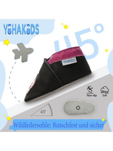 Yihakids Baby Krabbelschuhe aus Leder, weiche Lauflernschuhe mit rutschfester Sohle 
