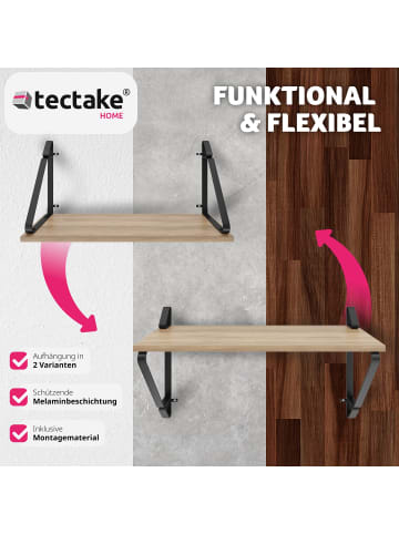 tectake 2er Set Wandregal Irvine 60 x 20 x 33,5 cm, Industrial Holz hell, Eiche Sonoma