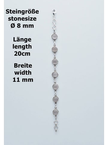 mantraroma 925er Silber - Armbänder (L) 20 cm mit Rosenquarz