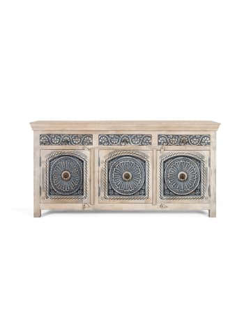 Giner y Colomer Sideboard aus massivem Mangoholz mit drei Schubladen und drei Türen in Blue