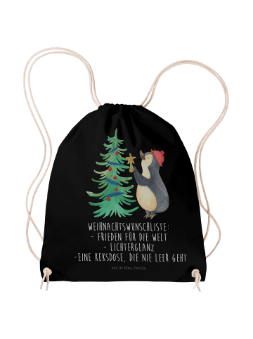 Mr. & Mrs. Panda Jutebeutel Pinguin Weihnachtsbaum mit Spruch in Schwarz