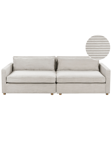 Beliani 3-Sitzer Sofa VINSTRA in Grau/Heller Holzfarbton - (W) 250 x (H) 80 x (L) 125 cm