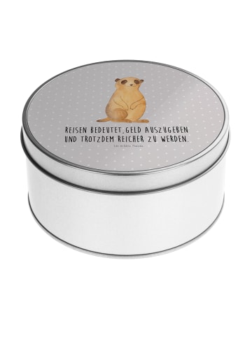 Mr. & Mrs. Panda Blechbüchse Erdmännchen mit Spruch in Grau Pastell