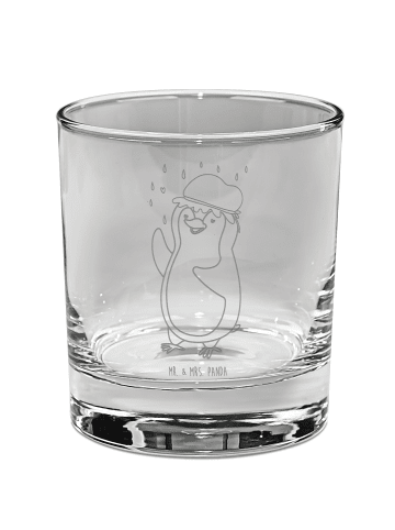 Mr. & Mrs. Panda Whiskey Glas Pinguin Duschen ohne Spruch in Transparent