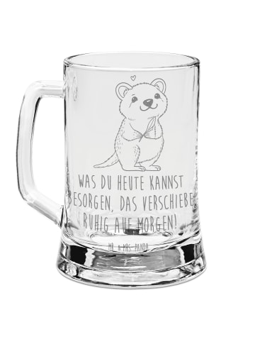 Mr. & Mrs. Panda Bierkrug Glas Quokka Happy mit Spruch in Transparent