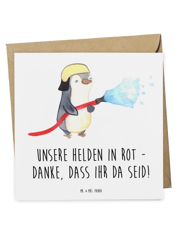 Mr. & Mrs. Panda Geburtskarte Feuerwehrmann Helden mit Spruch in Weiß