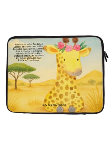 Mr. & Mrs. Panda Laptop Tasche Giraffe Blumenkranz Design mit Sp... in Weiß