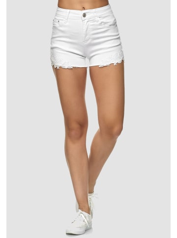 Arizona-Shopping Jeans Shorts Hose Kurz High Waist Hot Pants mit Spitze in Weiß