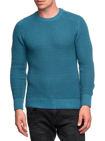 Rusty Neal Grobstrick Slim Fit Rundhals-Pullover in Petrol