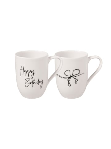 Villeroy & Boch 2er Set Kaffeebecher Happy Birthday Statement 280 ml weiß in weiß