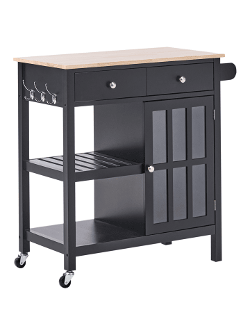 Beliani Servierwagen GENOA in Schwarz/Braun - (W) 80 x (H) 88 x (L) 43 cm