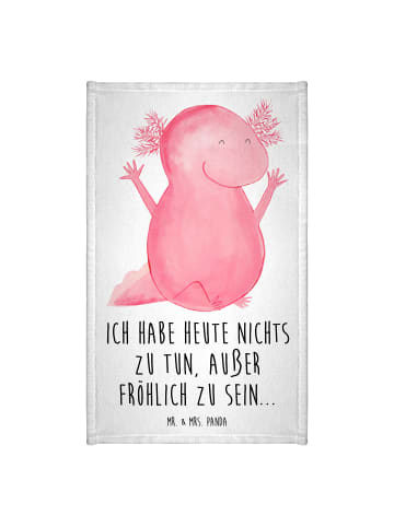 Mr. & Mrs. Panda Handtuch Axolotl Hurra mit Spruch in Weiß