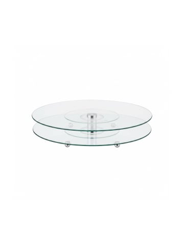 relaxdays 4x Servierplatte in Transparent/ Silber - ∅ 45 cm