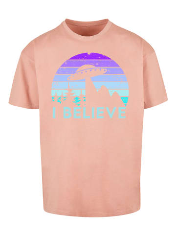 F4NT4STIC Oversize T-Shirt I BELIEVE UFO Alien Raumschiff Retro in amber