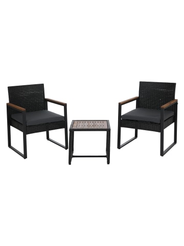 MCW Lounge-Garnitur P74, Schwarz, Polster grau