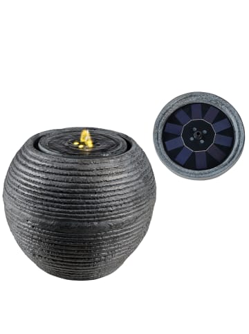MARELIDA LED Solar Brunnen Kugelbrunnen Zierbrunnen D: 35,5cm in grau