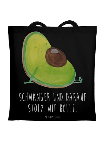 Mr. & Mrs. Panda Tote Bag Avocado Schwangerschaft mit Spruch in Schwarz