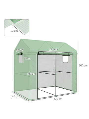 Outsunny Foliengewächshaus 200L x 140B x 200Hcm Grün