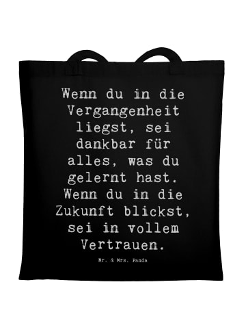 Mr. & Mrs. Panda Tasche Spruch Freude und Vertrauen mit Spruch in Schwarz