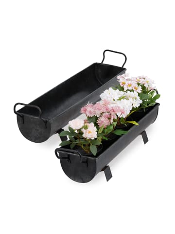 relaxdays 2er-Set: Blumenkasten Dachrinne in Grau