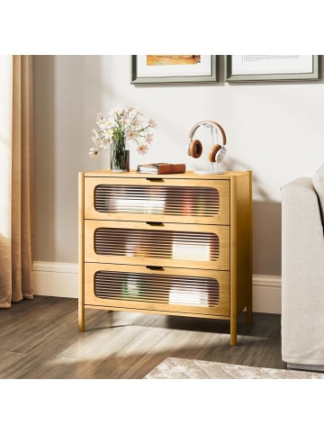 COSTWAY Kommode mit 3 Schubladen in Hellbraun