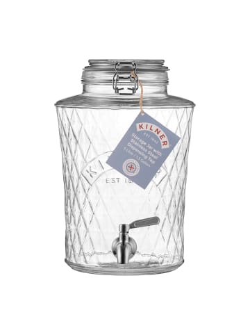 Kilner Getränkespender Diamantmuster mit Edelstahl-Zapfhan, 5 Liter
