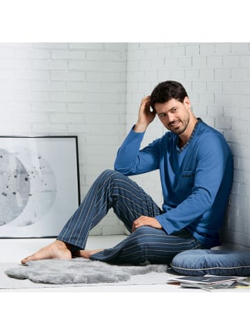 Erwin Müller Single-Jersey Schlafanzug in blau/marine